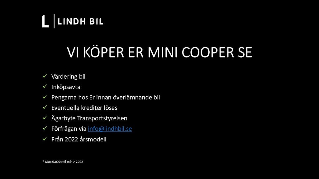 MINI Cooper SE 184 HK | SÅLD