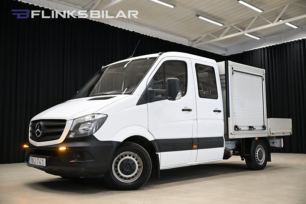 Mercedes-Benz Sprinter 319 V6 190HK Dubbelhytt|Flak|Halvskåp|Drag|Värmare|Moms