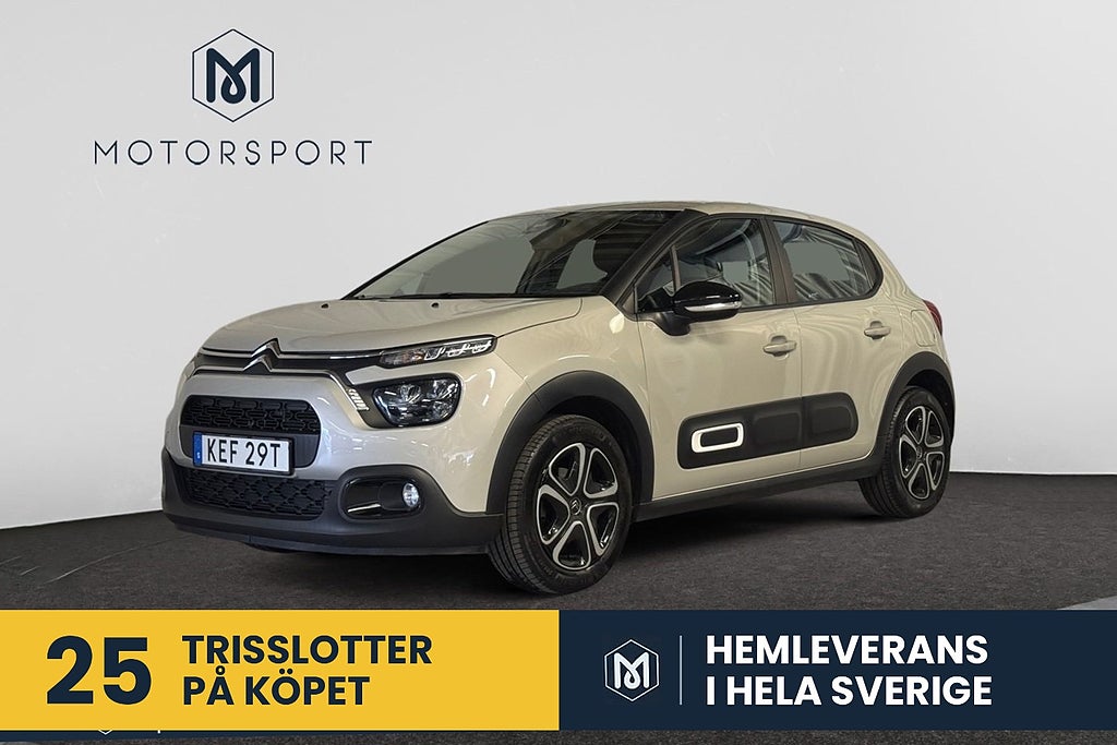 Citroën C3 1.2 PT 83hk Dragkrok Apple Carplay Farthållare Låga mil
