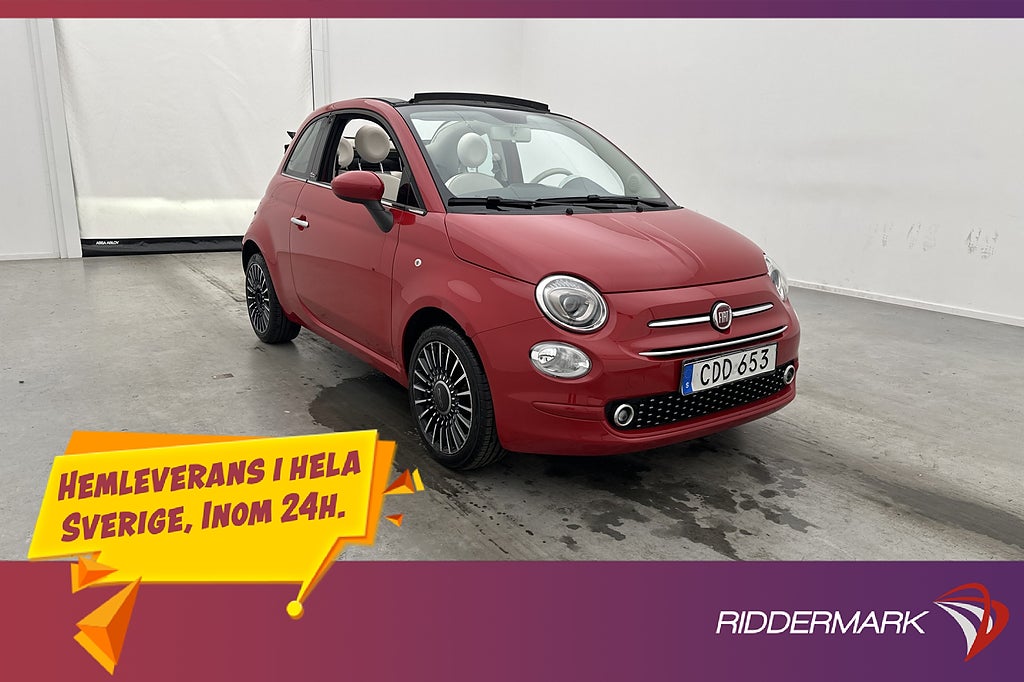 Fiat 500 C 1.2 Lounge U-Connect P-Sensorer Farthållare