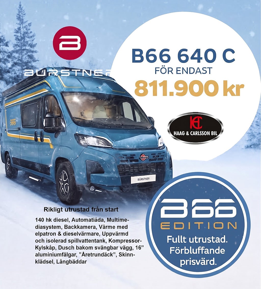 Bürstner 640 C B66, långbäddar, dieselvärme, 3500 kg 