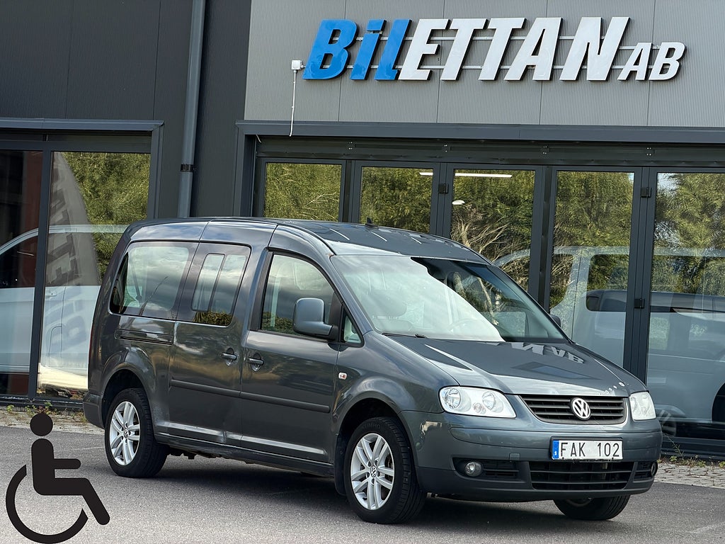 Volkswagen Caddy Maxi Kombi 1.9 TDI|Handikappanpassad|Golvsänkt|Ramp