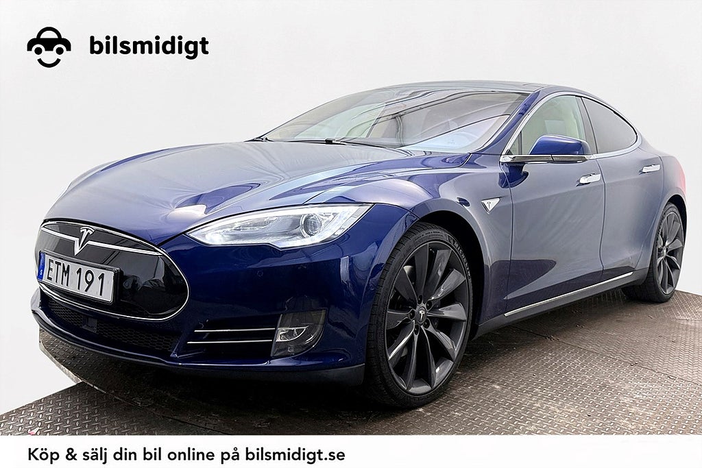 Tesla Model S AWD CCS-uppgr Luftfjäd Köldpkt Läder Navi Kamera AP 423hk