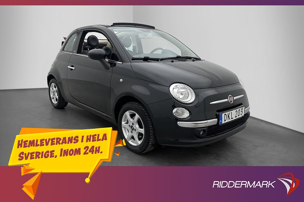 Fiat 500C 1.2 8V 69hk Lounge En-Brukare Halvskinn Sensorer