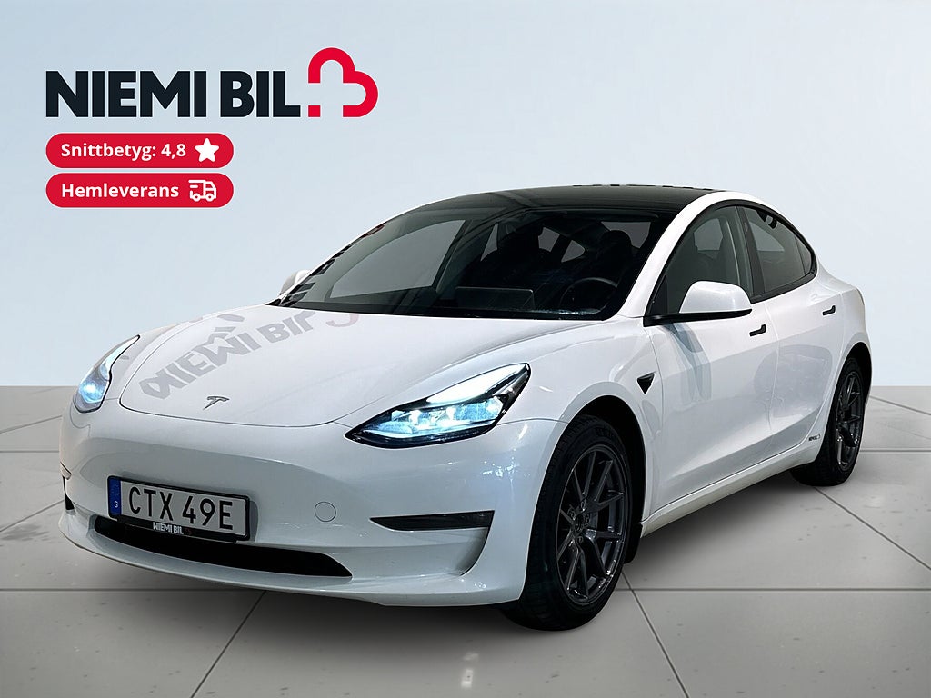 Tesla Model 3 Long Range AWD Kamera Drag Pano Värmepump GPS S/V-hjul