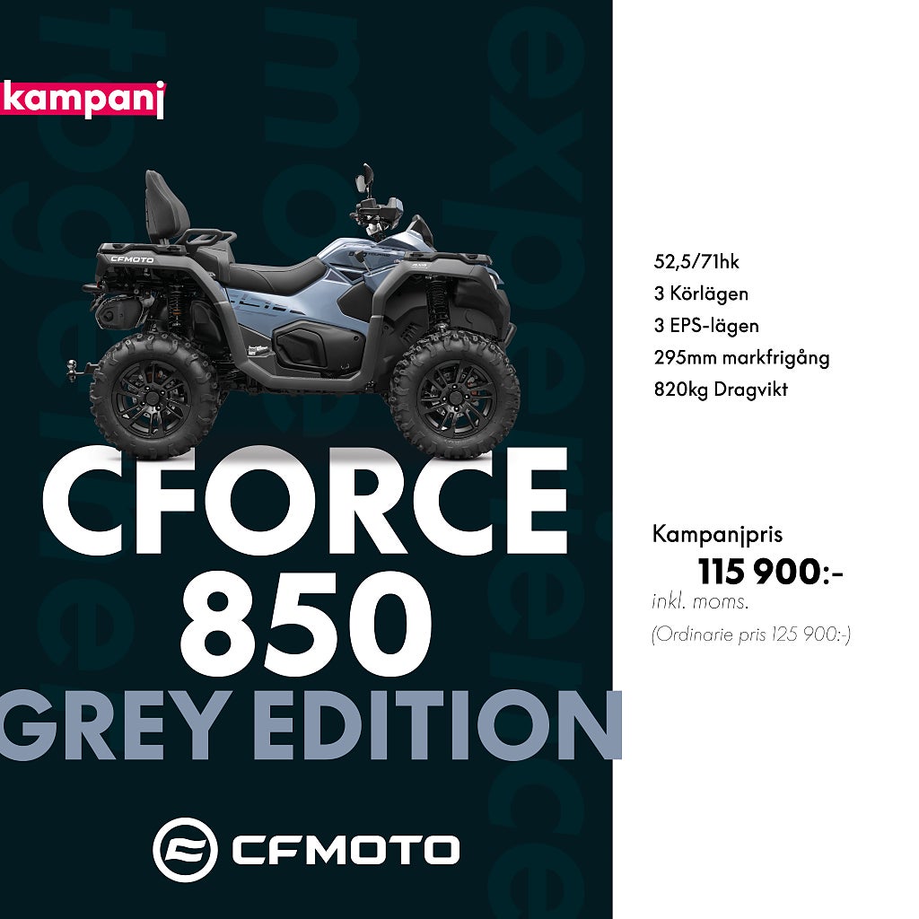 CFMOTO C FORCE 850 GREY ED NYA MODELLEN-2024 BUTIKS-EXEMPLAR