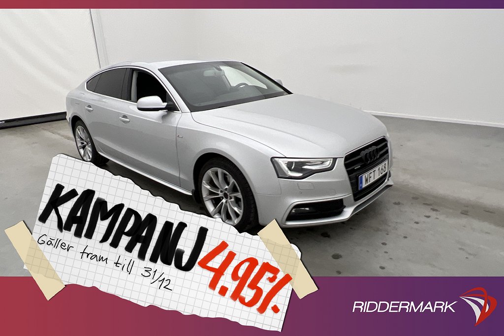 Audi A5 Sportback 2.0 TDI Q 190hk S-Line Sensor 4,95% Ränta