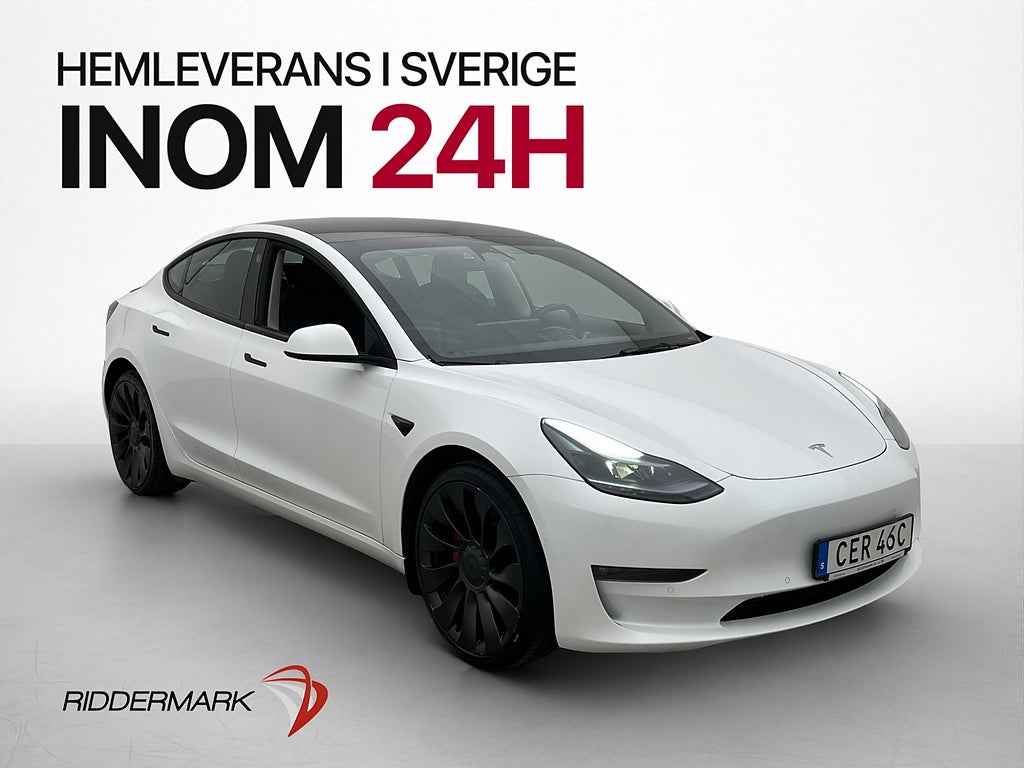 Tesla Model 3 Performance AWD Pano AutoPilot Värmare Skinn