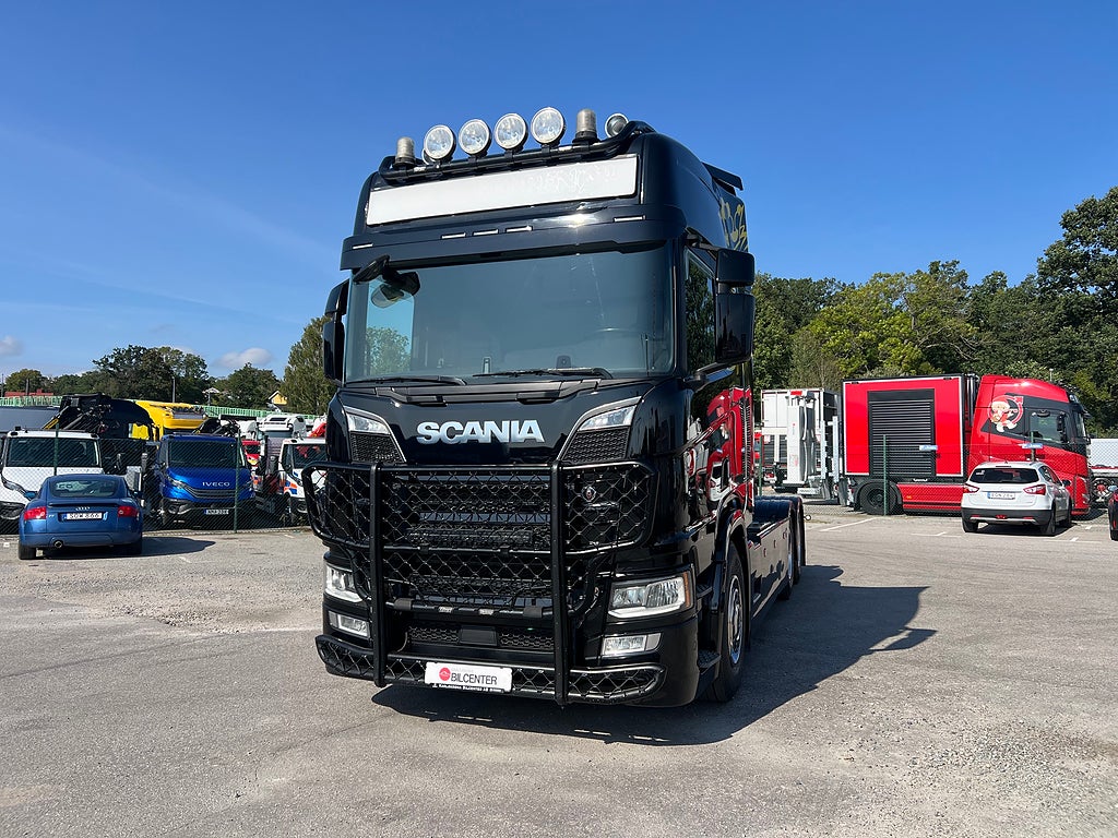 Scania R650 V8 6x4 Tandem Lastväxlare, Kranflak & Liftdumper, Euro 6