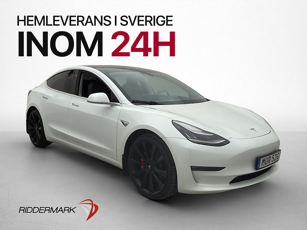 Tesla Model 3 Performance 513hk  Autopilot Panorama Sv-Såld