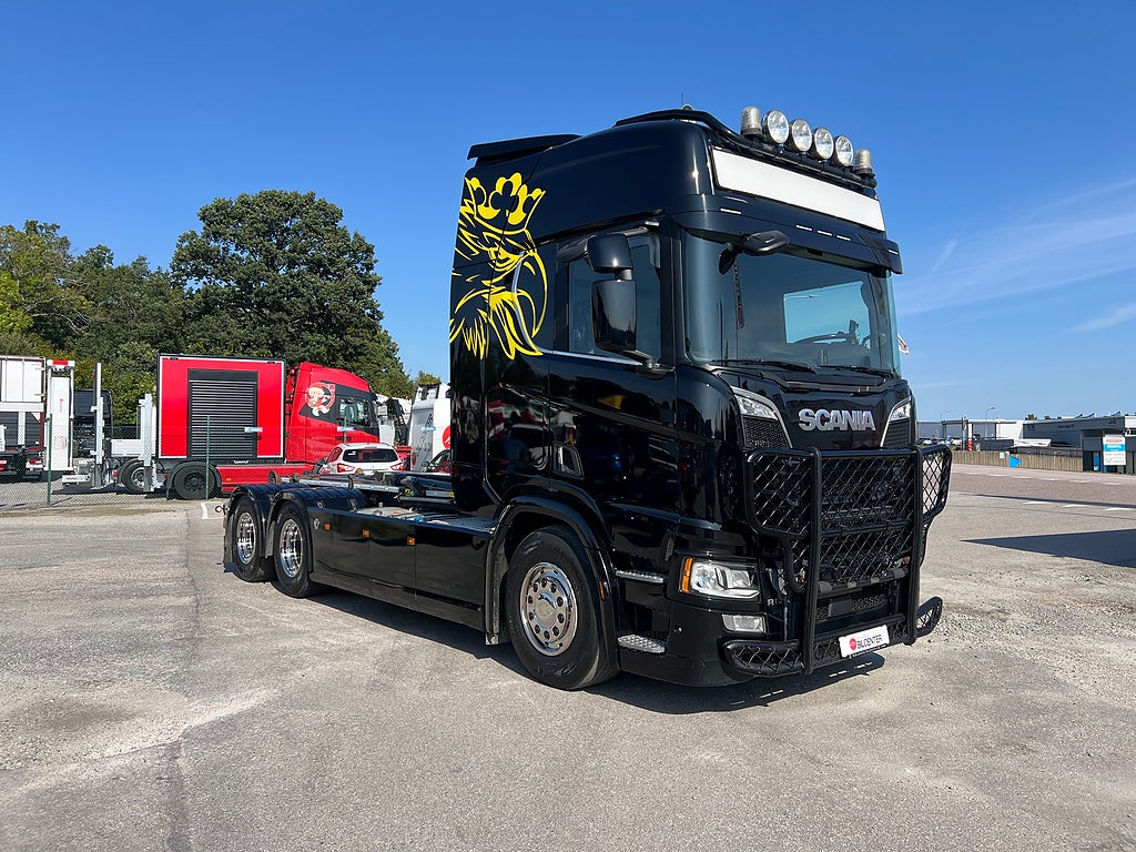 Scania R650 V8 6x4 Tandem Lastväxlare, Kranflak & Liftdumper, Euro 6