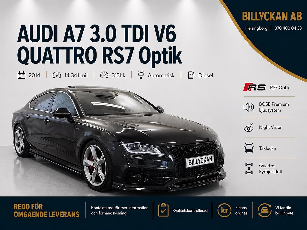 Audi A7 SB 3.0 TDI V6 Q | RS7 Optik | BOSE® | Taklucka | 313hk