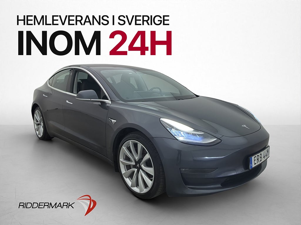 Tesla Model 3 Long Range AWD Panorama Dragkrok Svensksåld