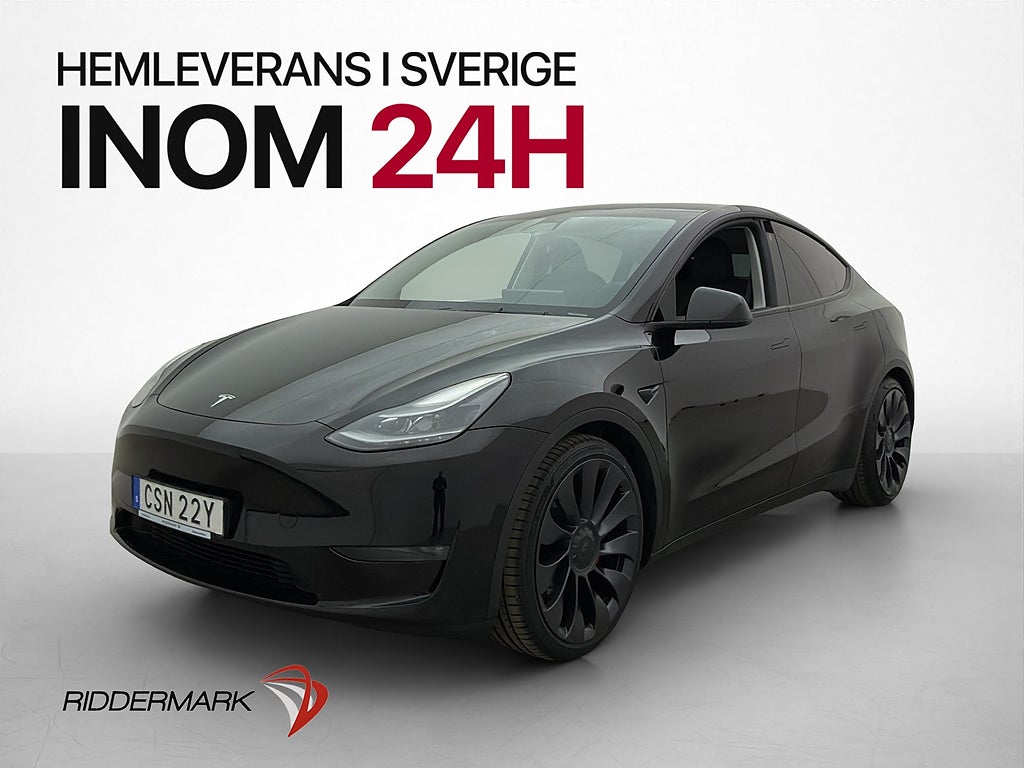 Tesla Model Y Performance Dragkrok Autopilot MOMS Svensksåld