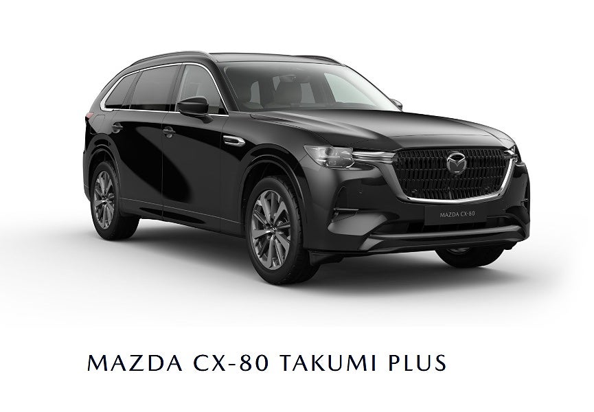 Mazda CX-80 PHEV 4WD 7-sits /Takumi Plus/ Glastak/ Vitt Nappaläder