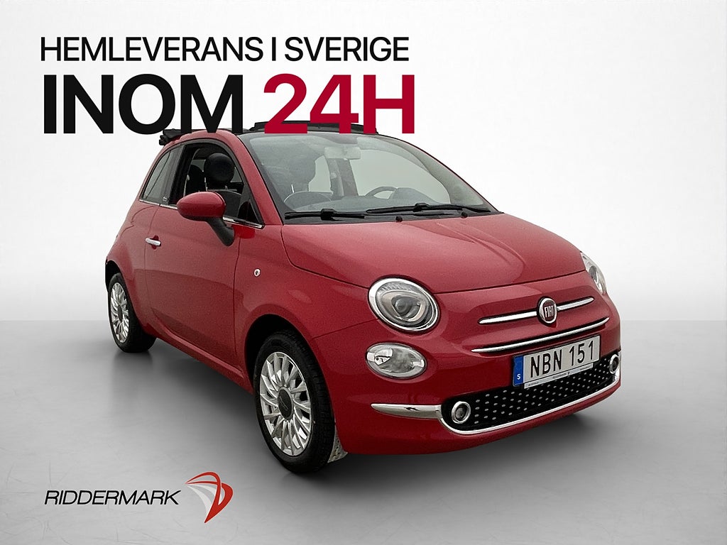 Fiat 500C 69hk Lounge Cabriolet P-Sensorer CarPlay