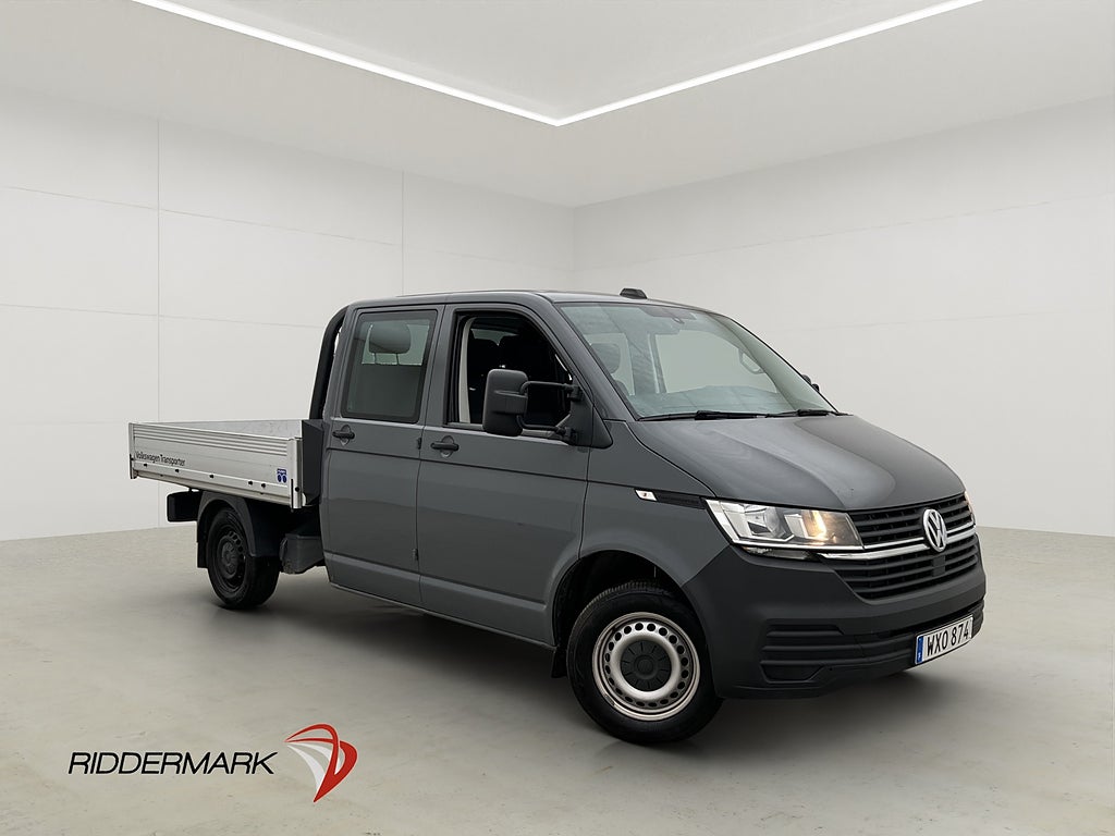 Volkswagen Transporter Dubbelhytt FLAKBIL 6-Sits Värm Moms