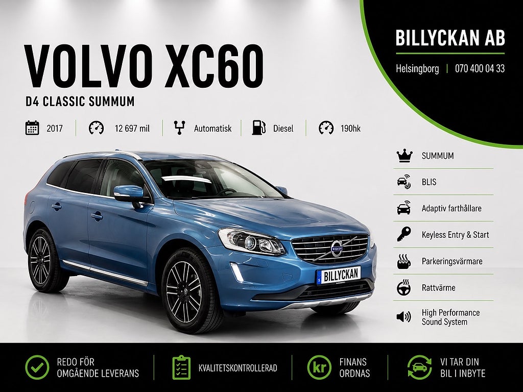 Volvo XC60 D4 Classic Summum |Adaptiv-Fart|Keyless|BLIS|S&V-däck