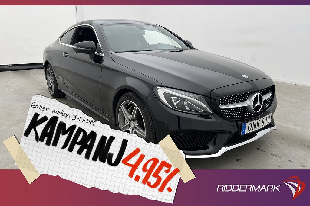 Mercedes-Benz C 200 Coupé 184hk AMG Sport Kamera 4,95% Ränta