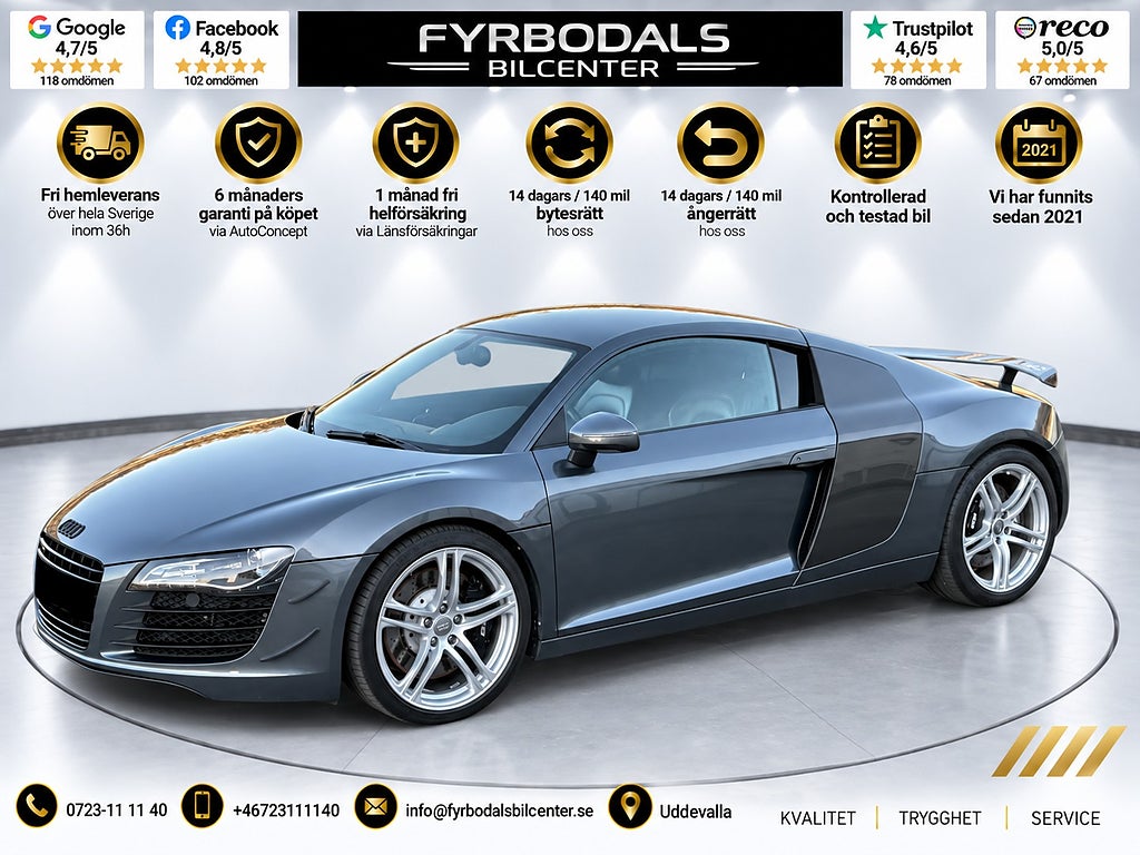 Audi R8 4.2 FSI V8 Quattro 420hk R-Tronic Ferrita B&O 4153kr/må