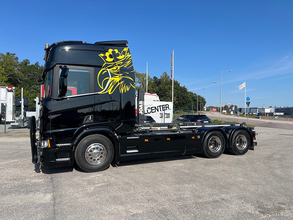 Scania R650 V8 6x4 Tandem Lastväxlare, Kranflak & Liftdumper, Euro 6