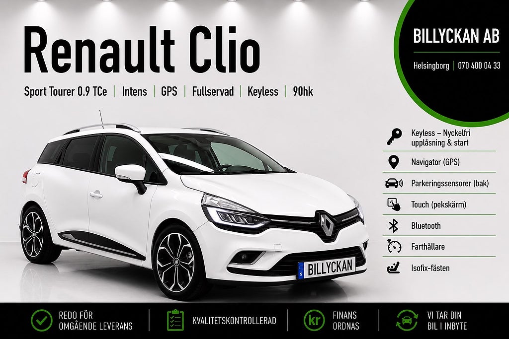 Renault Clio Sport Tourer 0.9 TCe|Intens|GPS|Fullservad|Keyless|90hk