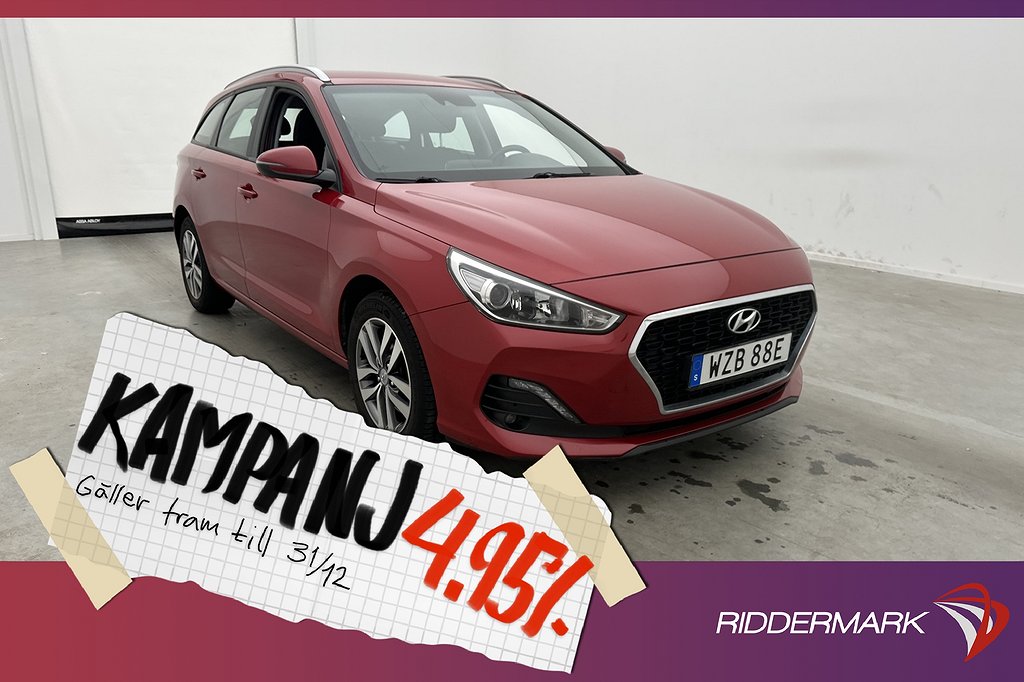 Hyundai i30 T-GDI 120hk Kamera Rattvärme Keyless 4,95% Ränta