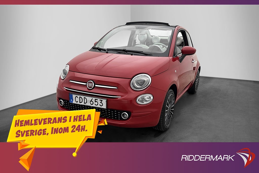 Fiat 500 C 69hk Lounge Sensorer Farthållare Nedfällbart-Tak