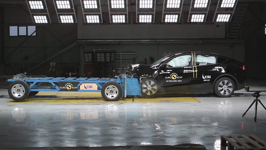 Tesla Model Y har uppnått det bästa resultatet någon i Euro NCPA. Foto: Euro NCAP. 