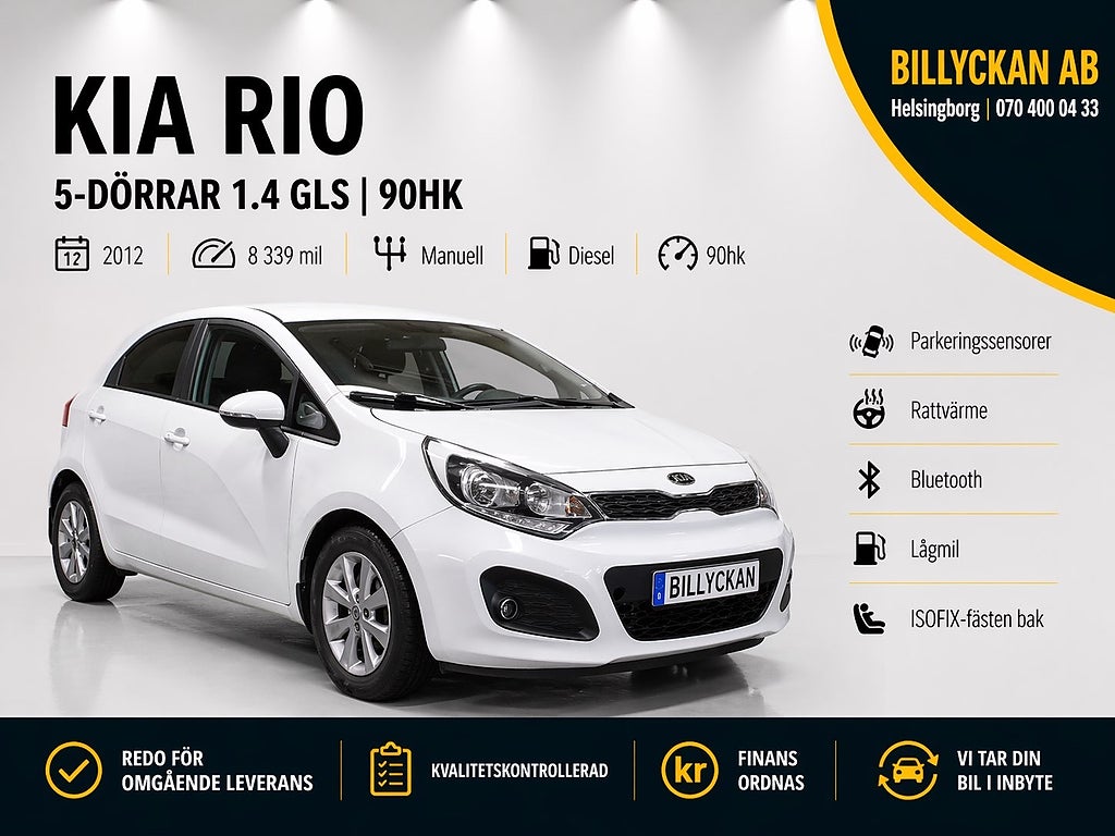 Kia Rio 5-dörrar 1.4 GLS |P-sensor|Rattvärme|Blåtand|90hk