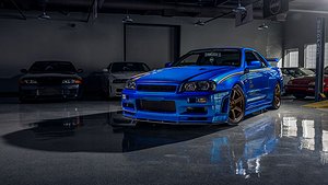 Nissan Skyline R34 GT-R från 2001 har rullat cirka 3 418,4 mil. Foto: Hive Auto Group. 