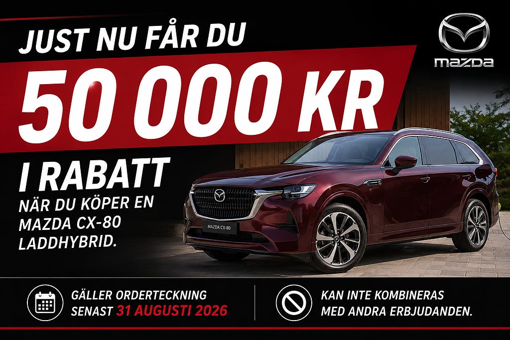 Mazda CX-80  2.5 e-SKYACTIV PHEV 327 hk, 8AT, AWD, Homura Plus CAHO