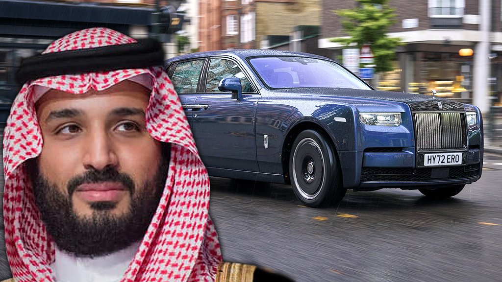 Mohammed bin Salman, kronprins i Saudiarabien, och en Rolls-Royce Phantom.