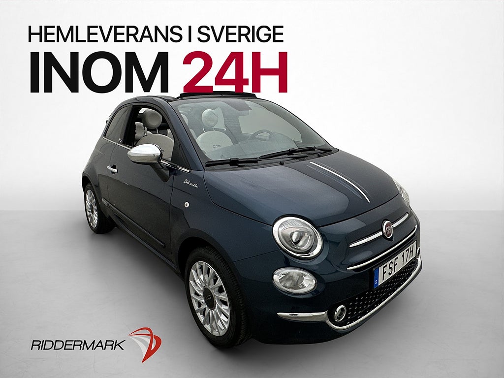 Fiat 500C Hybrid 70hk Lounge P-sensor Bluetooth Farthållare