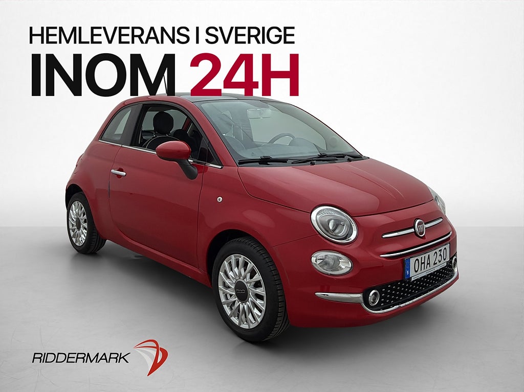 Fiat 500 1.2 8V 69hk Lounge Panorama P-Sensorer Bluetooth