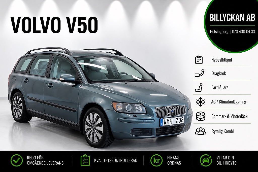 Volvo V50 2.4 | Ny kamrem | Nybesiktigad | Dragkrok | 140hk 
