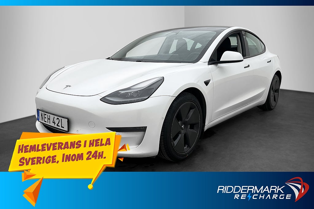 Tesla Model 3 Long Range AWD Värmepump Pano Autopilot Skinn