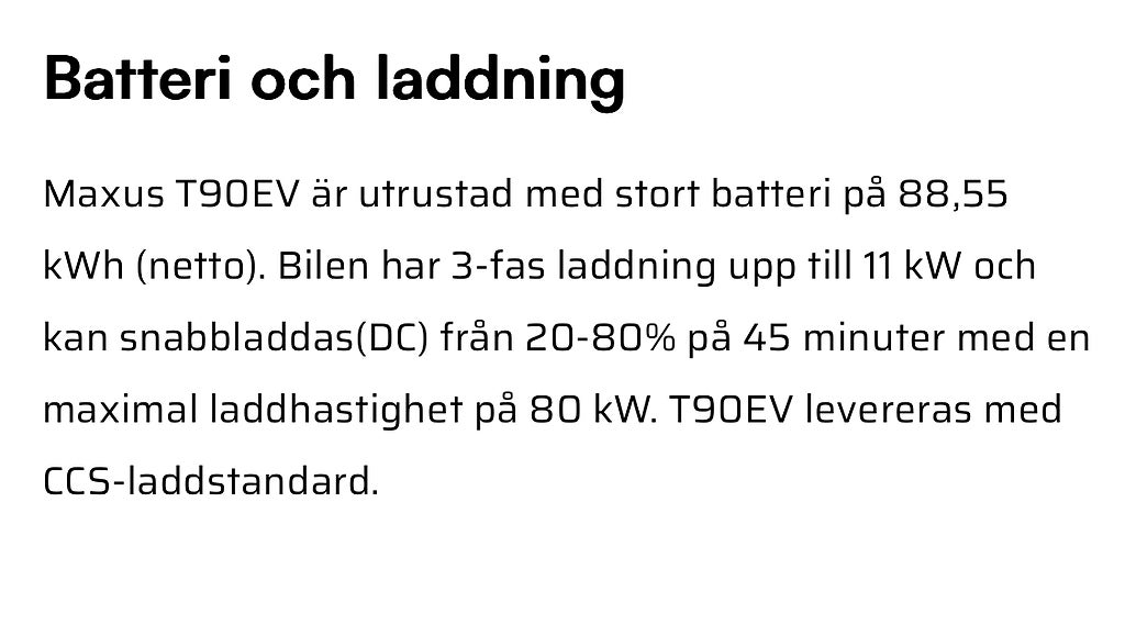 Maxus T90 EV | Utförsäljning | Pickup 2022