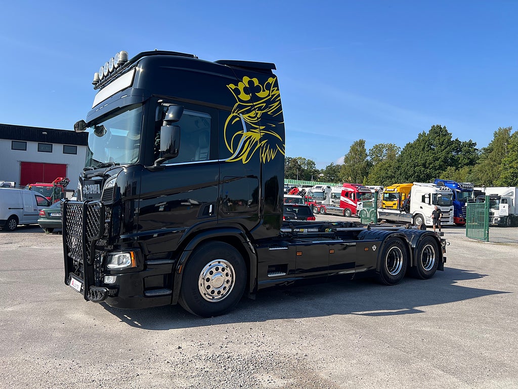 Scania R650 V8 6x4 Tandem Lastväxlare, Kranflak & Liftdumper, Euro 6