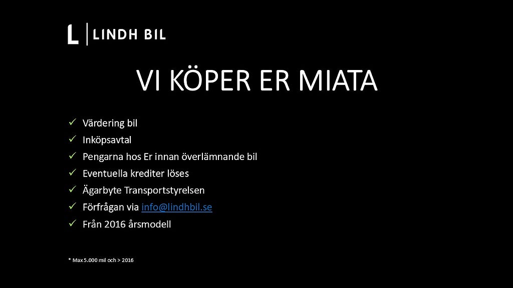 Mazda MX-5 MIATA CABRIOLET 2.0 184HK | SÅLD