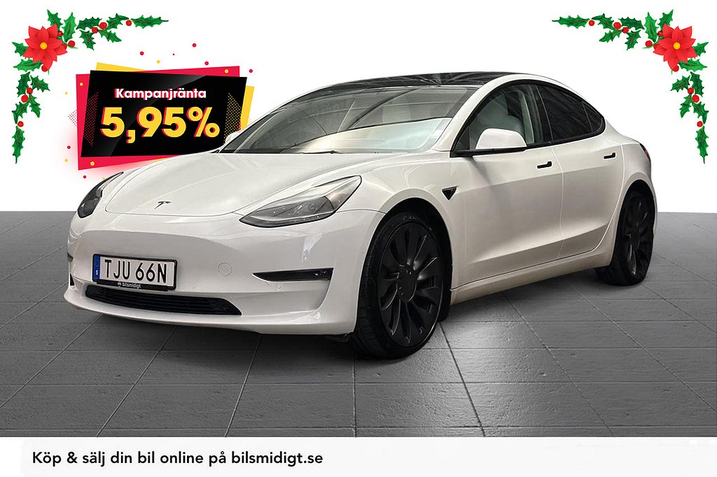 Tesla Model 3 Performance AWD AP Rattvärme Moms 513hk 5,95%