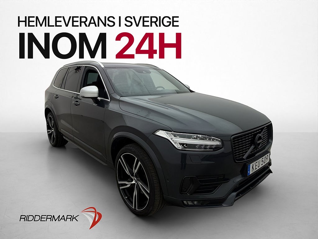 Volvo XC90 D5 AWD R-Design 7-Sits Pano HUD Kamera Skinn Drag