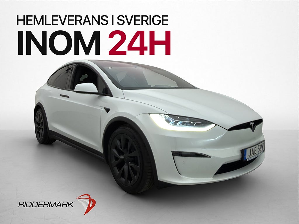 Tesla Model X Plaid AWD 6-Sits AP Pano Yoke Skinn Drag Moms