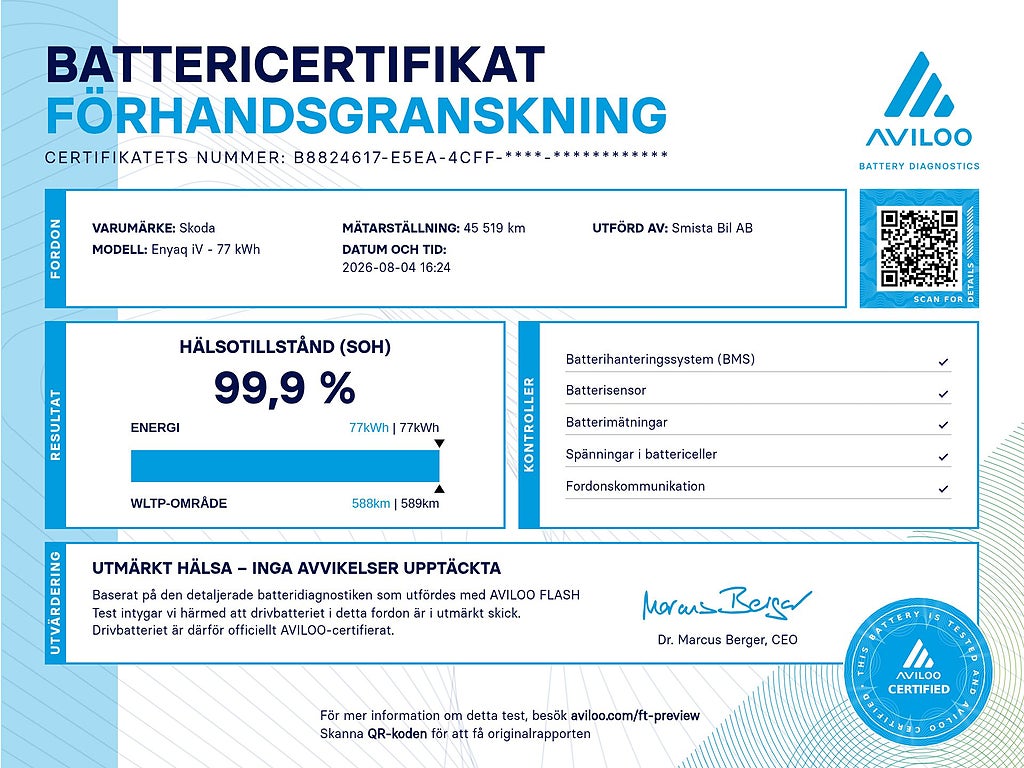 Skoda Enyaq iV 85 PLUS PAKET DRAG KAMERA ELSTOL 99.9% SoH 1-ÄGARE MOMS