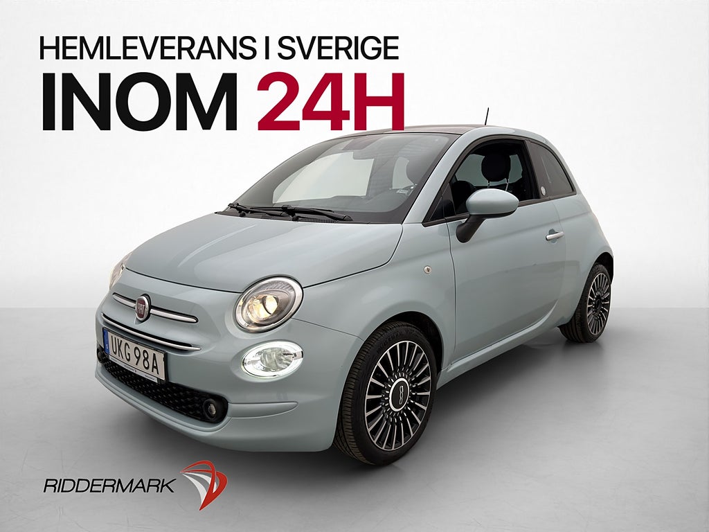 Fiat 500 Hybrid 70hk Lounge Pano Sensorer 0,39l/mil