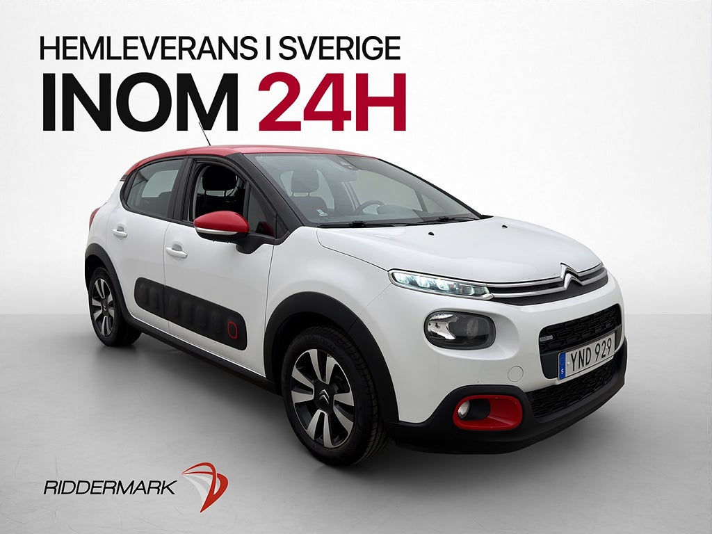 Citroën C3 PureTech 82hk Feel P-Sensorer CarPlay Farthållare