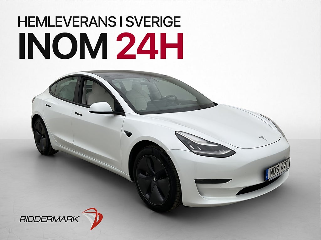 Tesla Model 3 Long Range AWD FSD Ljus interiör Svensksåld