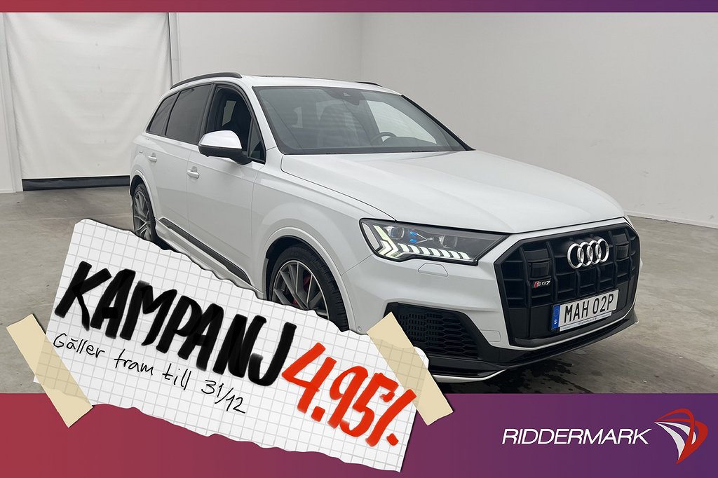 Audi SQ7 TDI Q 435hk 7sit Pano Cockpit Luft BOSE 4,95% Ränta