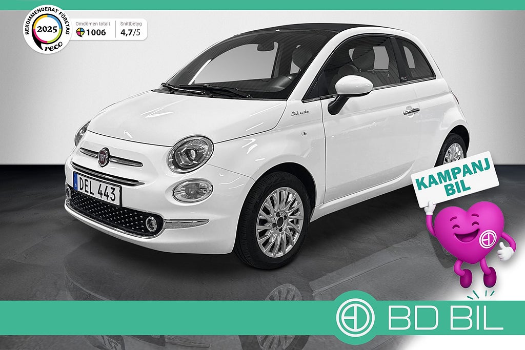 Fiat 500C Hybrid CAB DOLCEVITA SE SKICK MOMS 3,95% RÄNTA
