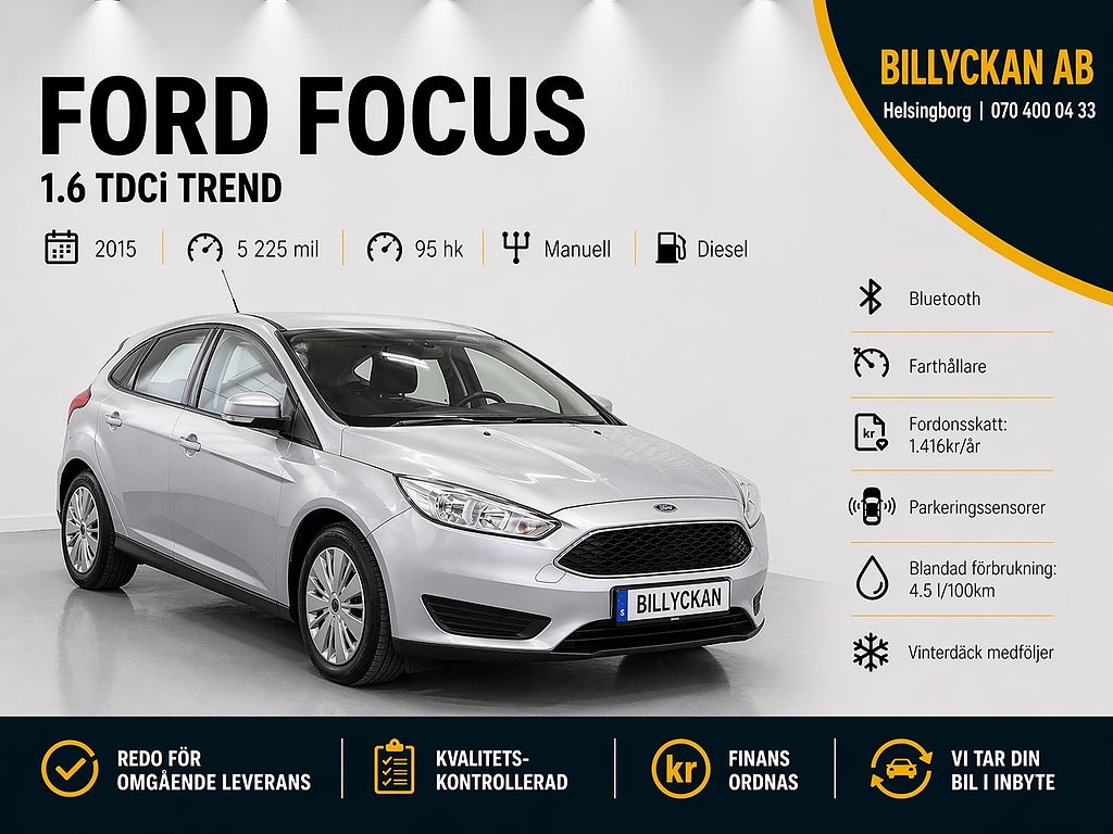 Ford Focus 1.6 TDCi Trend | P-sensor | SoV-hjul | Välservad | 95hk